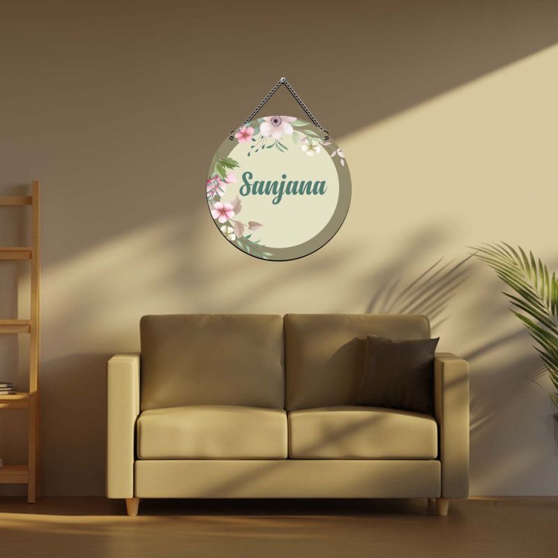 Personalized Floral Theme Name Plate Door Hanging  Custom With Wooden Door Hanger Nursery Wall Decor for Girls  Wall Art for Home, Bedroom & Office Decor